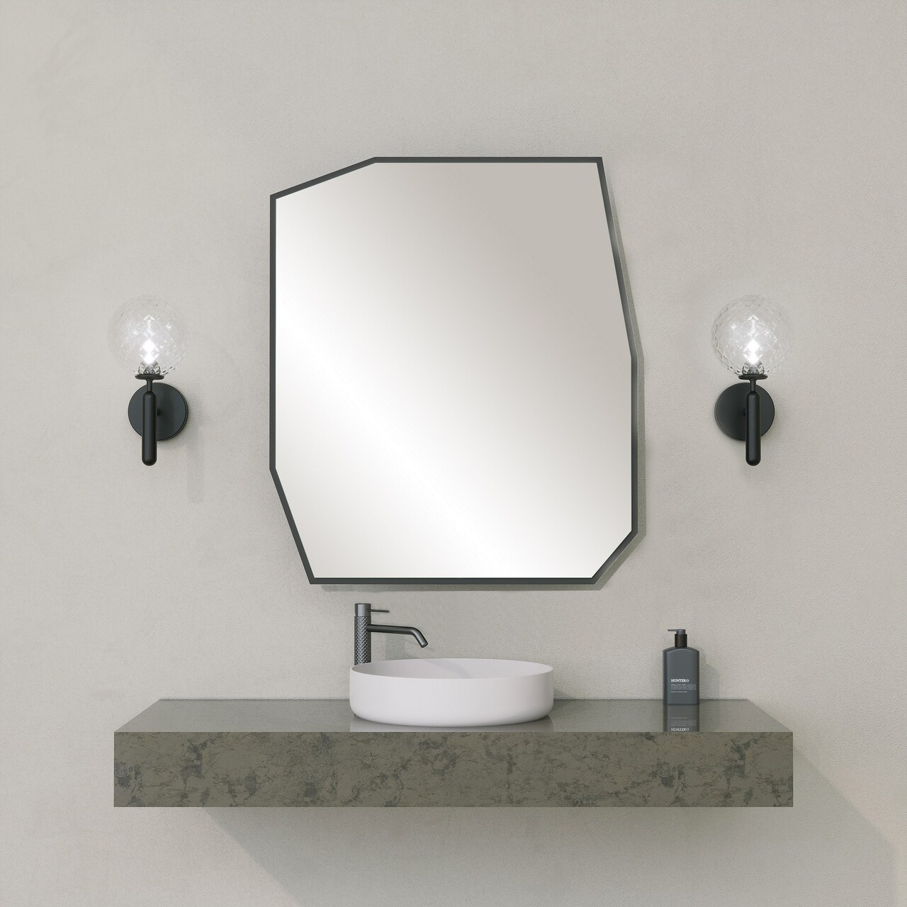 Oglinda decorativa, Hanah Home, Quartz Mirror, 70x60x2 cm, Negru - imagine 6